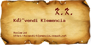 Kövendi Klemencia névjegykártya